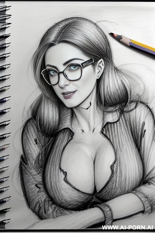((((face close up))) ((((each panel a different pose sexy)))) ((((image comic-drawing pencil style)))) down level shot boobs in closedup ((((landscape office)))) ((((office woman)))) ((((siting on descktop - #main