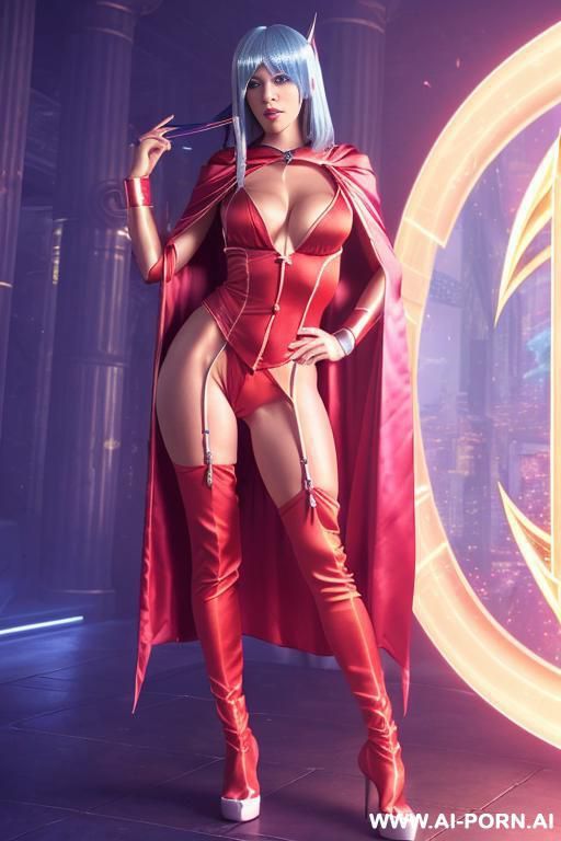 long hair. allowing alluring leg apart open leg, cyber mage mechanical body - #main