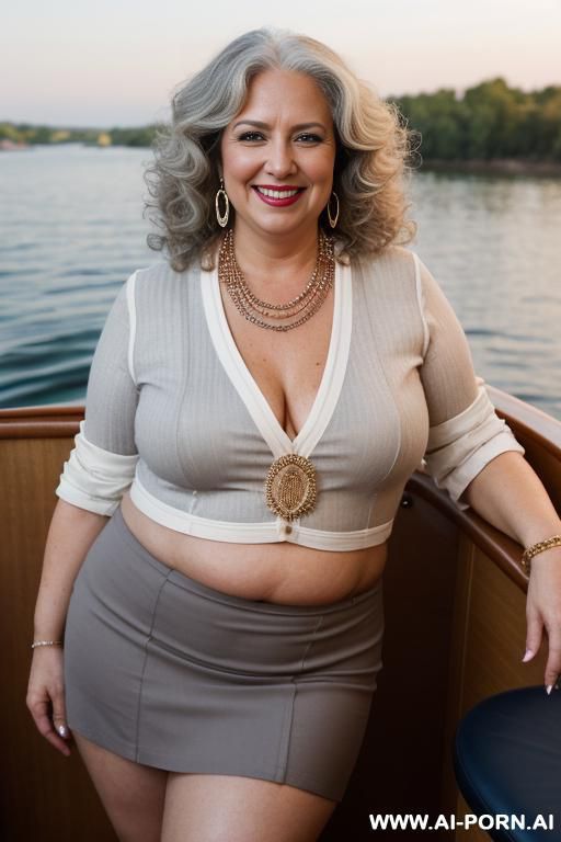 mature, gilf, perfect hourglass figure, eye contact, looking into camera, necklace, earrings, bracelets, wearing flowers, totally naked, full panties and bra. - #main