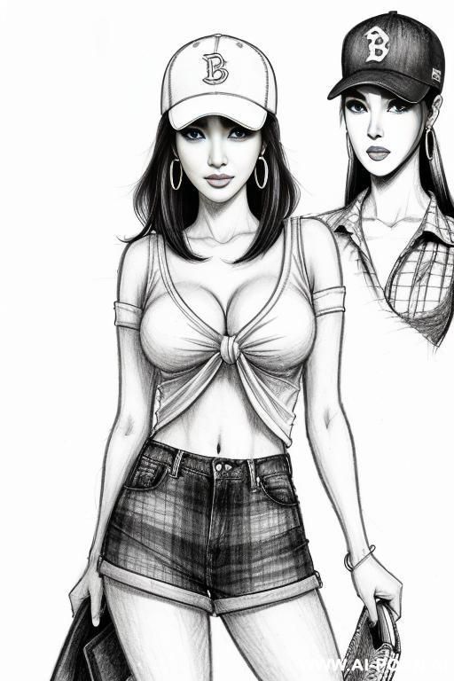 at the underground parking (((image comic-drawing pencil style))) (((medium body shot))) (hoop earrings) long, chuby, (((confused))) brunette pixie haircut (sexy slut) ((((japanese woman)))) (((huge eyes))) - #main