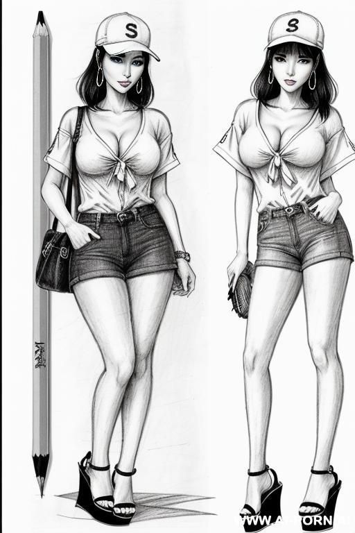 (((image comic-drawing pencil style))) (((medium body shot))) (hoop earrings) long, chuby, (((confused))) brunette pixie haircut (sexy slut) ((((japanese woman)))) (((huge eyes))) (((trimmed chin))) (((most - #main