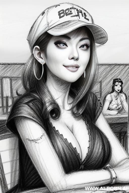 ((((image comic-drawing pencil style))) ((((boobs close up)))) , (((long body shot))) , (hoop earrings), brunette pixie haircut, (sexy slut) , ((((japanese woman)))) , ((((huge eyes)))) , (((most - #main