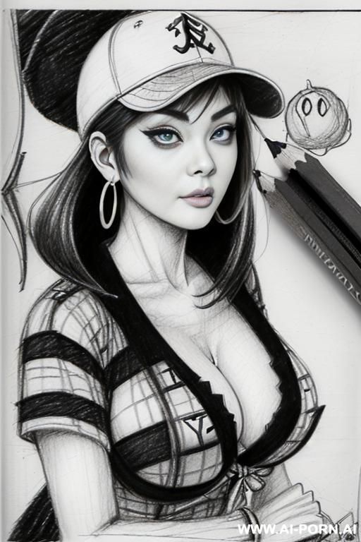 ((((image comic-drawing pencil style))) ((((boobs on close up)))) , (((medium body shot))) , (hoop earrings), brunette pixie haircut, (sexy slut) ,((((pouting lipd)))) ((((japanese woman)))) , ((((huge - #main