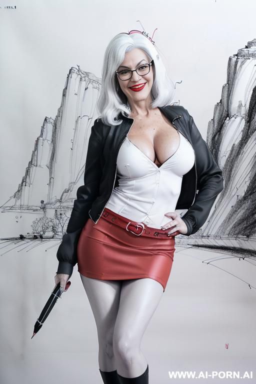 ((((full body shot)))) ((((image comic-drawing pen style)))) down level shot ass close up ((((landscape photographic studio)))) ((((camera in hands)))) italian woman full red lips, huge smile, muscle - #main