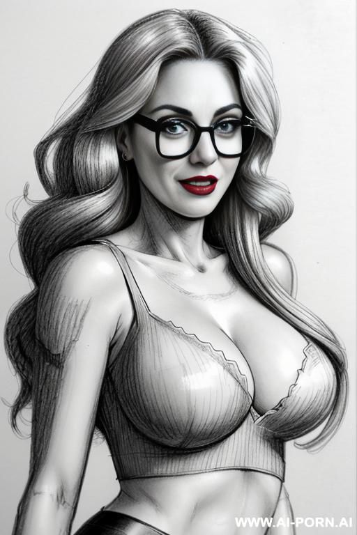 ((((in one panel))) ((((mediun body shot)))) ((((image comic-drawing pencil style)))) down level shot boobs in closedup ((((camera)))) ((((seductive gaze)))) ((((big eyes)))) pretty italian woman full red - #main
