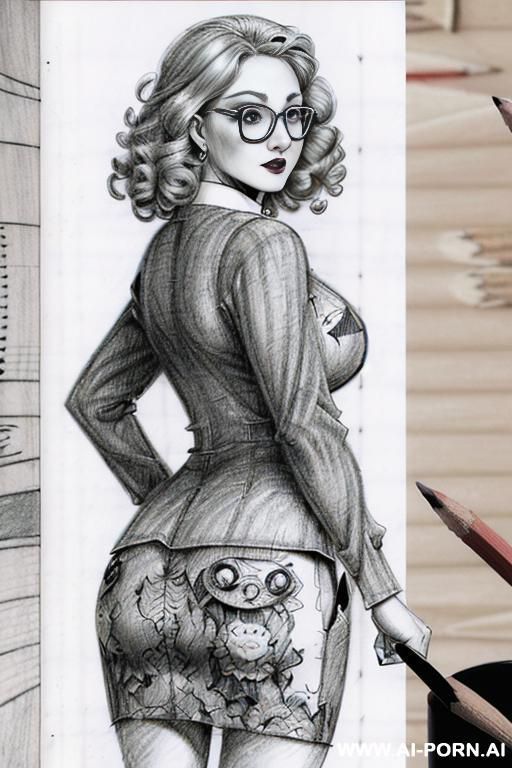 ((((in one panel))) ((((mediun body shot)))) ((((image comic-drawing pencil style)))) down level shot boobs in closedup ((((in the office)))) ((((annoyed)))) ((((big eyes)))) ((((from behind)))) pretty - #main