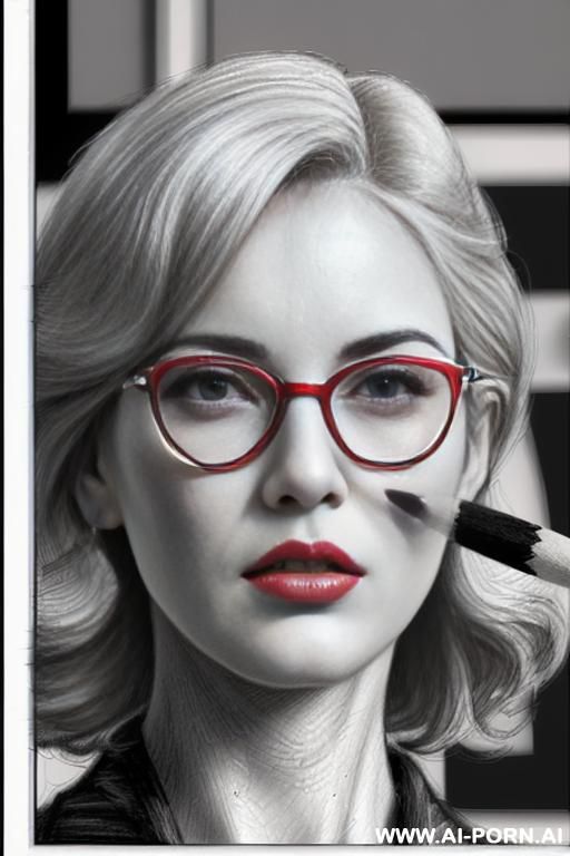 ((((in one panel))) ((((face close up shot)))) ((((image comic-drawing pencil style)))) down level shot ((((in the office)))) ((((shocked)))) pretty italian woman full red lips, shocked, blonde curly haircut ((((image comic-drawing pencil style)))) - #main