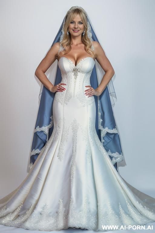 blue dress, front view, white background. - #main
