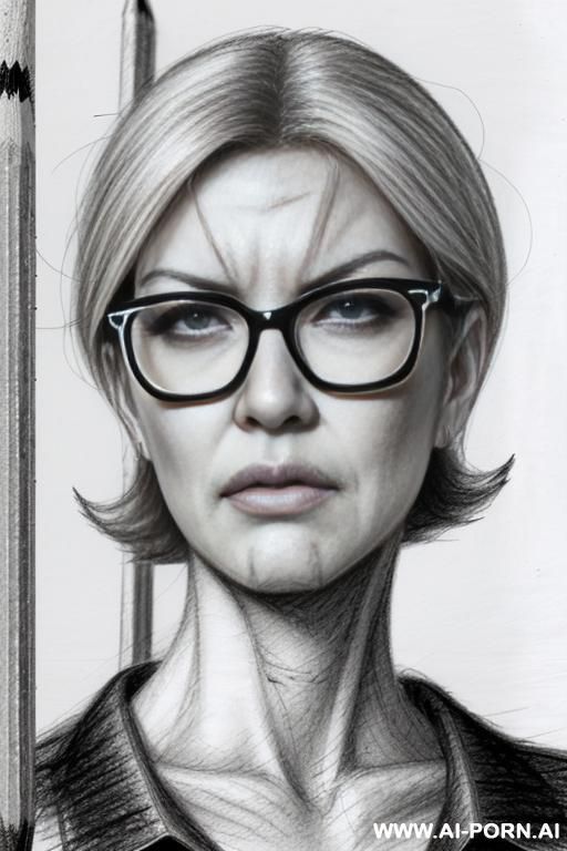 ((((image comic-drawing pencil style)))) ((((close up face shot)))) ((((in the office)))) ((((anger face)))) pretty italian woman full lips, muscle fit , black short skirt , white long-sleeved shirt - #main