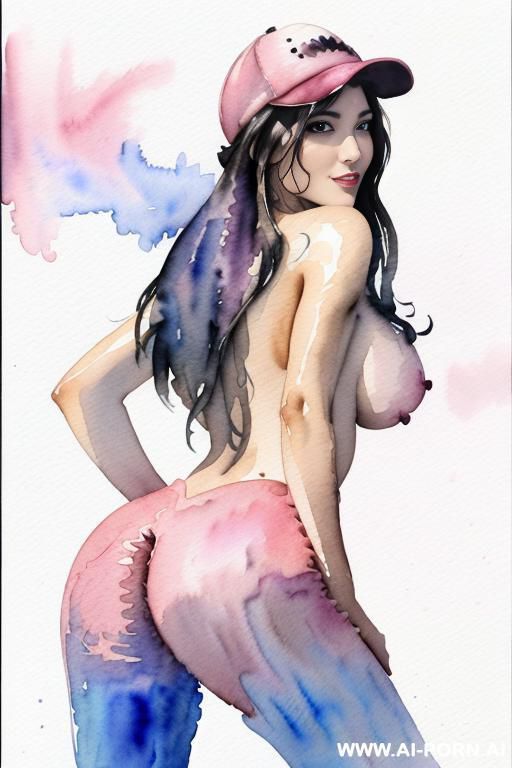 ((((image comic-drawing watercolor style)))) down level shot boobs in closedup ((((seductive gaze)))) from behind pretty italian woman full lips smile shocked face bending over leaning, perfect huge - #main