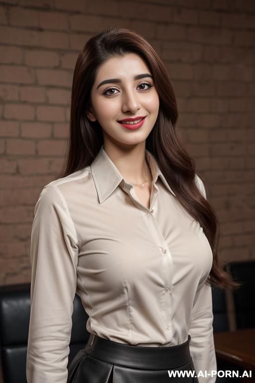 long black skirt, high stockings, long sleeve button up shirt , oval office , brick wall background, lean, (photorealistic), (ultra detailed photo), (hyper realistic photo), (urwa hocane ), hud3 - #main