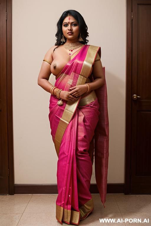 ancient indian chubby queen in a traditional sari proofs a full naked chubby indian female with shaved vagina for beeing a servant - #main