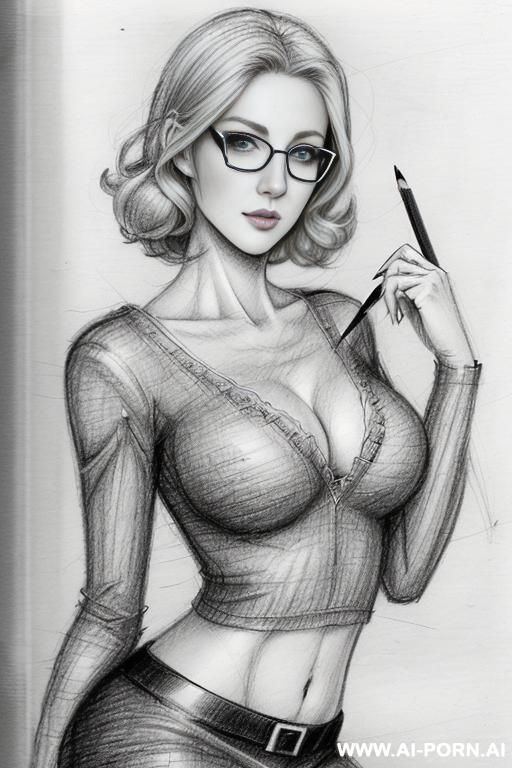 ((((image comic-drawing pencil style)))) ((((medium body shot)))) ((((very impressed)))) ((((very open eyes)))) ((((eyes contact direct)))) ((((in the office)))) pretty italian woman full lips, muscle fit - #main