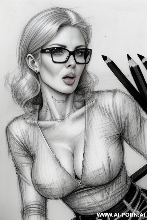 ((((image comic-drawing pencil style)))) ((((medium body shot)))) (((in the office)))) ((((very serious face)))) ((((sideways)))) ((((open mouth)))) pretty italian woman full lips, muscle fit , black short - #main