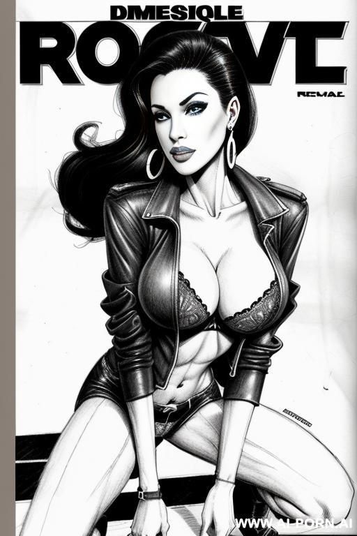 ((((magazine cover)))) ((((image comic-drawing pencil style)))) view fish eye lens view down level shot boobs in closedup sky cloudy at sunset at the outdoor motorcycle superbike festivalshows pretty - #main