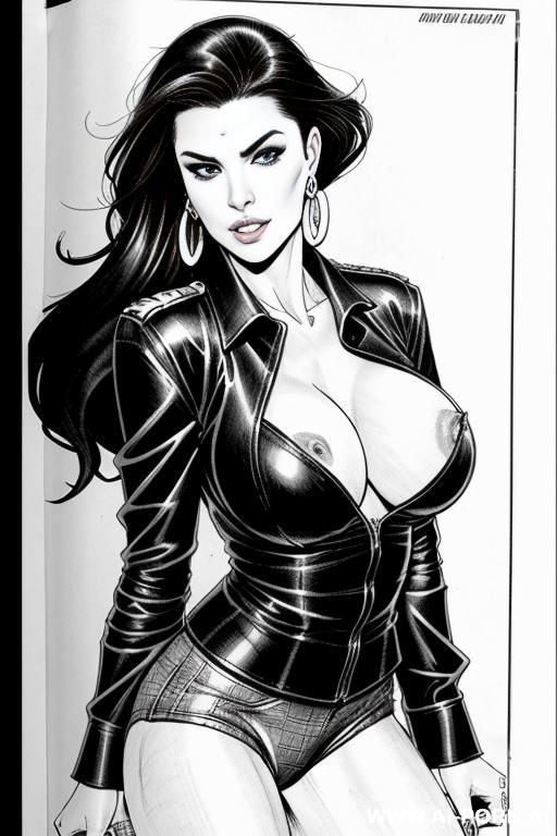 ((((image comic-drawing style)))) view fish eye lens view down level shot boobs in closedup sky cloudy at sunset at the outdoor motorcycle superbike festivalshows pretty italian woman full lips - #main