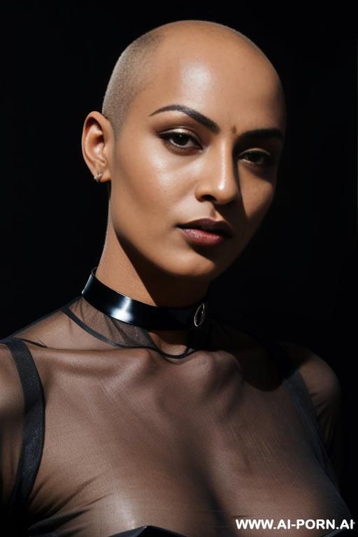 bald androgynous slight stunted woman, perfect androgynous, man chest - #main