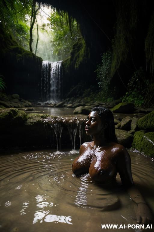 forest stone mud wet waterfall bath - #main