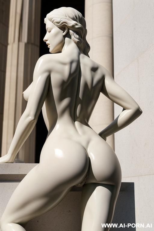 make the sexiest purely nude statue ever full body front and back profile pussy dripping. ass cheeks spread. spread cheeks. marble statue. hyper realistic. - #main