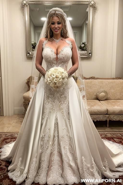 milf sexbot, front view, full body view, looking at viewer, seductive smile, pretty face, blonde hair, big lips, heavy makeup, ((keep face)), ((keep body)), - #main