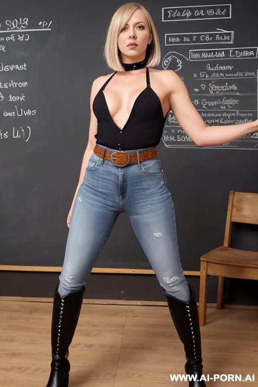 angry mom, tight dark-blue jeans, belt, ridding flats long boots, lean twerking, show her ass, (light livig room)) - #main
