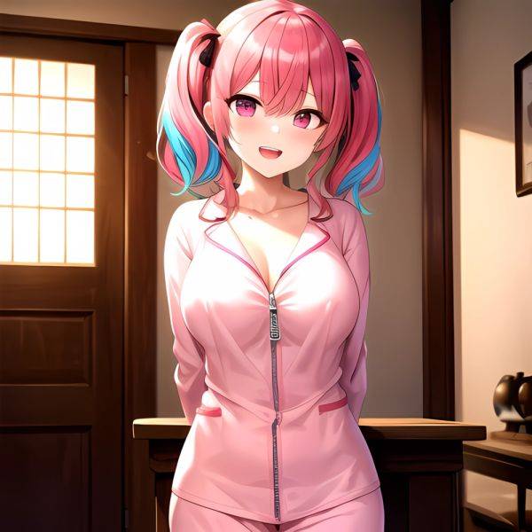 Han Juri 1girl Blush Breasts Breasts Apart Collarbone Hair Over One Eye Large Breasts Long Sleeves Multicolored Hair Navel Nippl, 2068793044 - AIHentai - aihentai.co on pornintellect.com