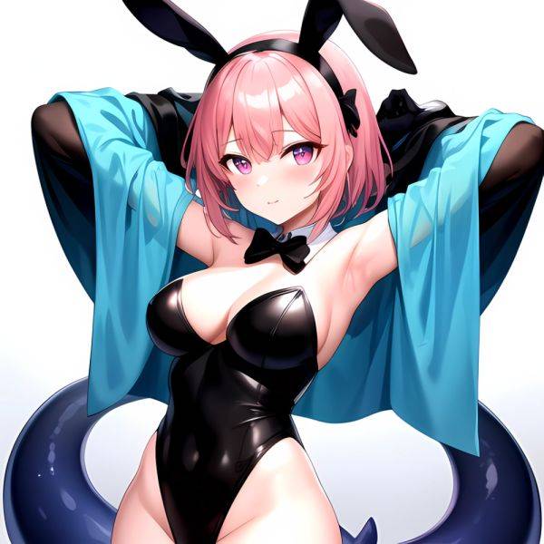 1girl Animal Ears Armpits Arms Behind Head Black Bow Black Bowtie Black Gloves Black Hairband Black Thighhighs Blue Skin Blunt, 1225402314 - AIHentai - aihentai.co on pornintellect.com