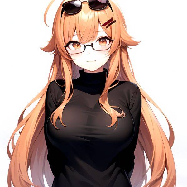 Ichijou Ririka 1girl Ahoge Breasts Eyewear On Head Glasses Hair Ornament Hairpin Large Breasts Multicolored Hair Orange Eyes Ora, 1048868790 - AIHentai - aihentai.co on pornintellect.com