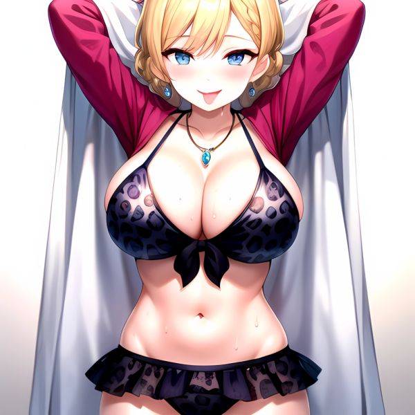 Darjeeling Girls Und Panzer 1girl P Animal Print Areola Slip Bikini Blonde Hair Blue Eyes Blush Braid Breasts Candy Cleavage, 568355838 - AIHentai - aihentai.co on pornintellect.com