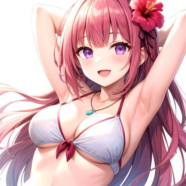 Yayoi Sakura 1girl Armpits Arms Behind Head Bikini Bracelet Breasts Cleavage Flower Hair Flower Hair Ornament Hibiscus Long Hair, 236068805 - AIHentai - aihentai.co on pornintellect.com