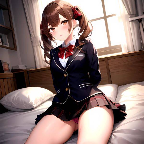 Shirai Kuroko 1girl Arms Behind Back Bdsm Black Skirt Blazer Blush Bondage Bound Bound Arms Bound Legs Bow Bowtie Brown, 772444246 - AIHentai - aihentai.co on pornintellect.com