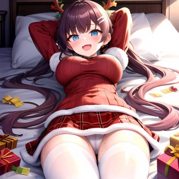 Hanae Blue Archive Hanae Christmas Blue Archive 1girl D Blue Eyes Blush Boots Box Breasts Clothes Lift Come Hither Condom, 810586298 - AIHentai - aihentai.co on pornintellect.com