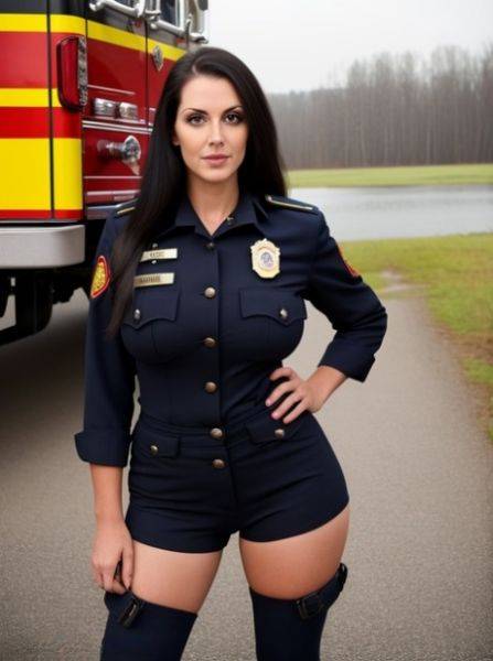 Gorgeous AI generated firefighter Anna Zold shows off her stunning naked body - pornpics.com on pornintellect.com
