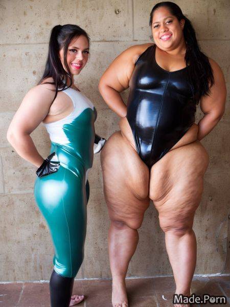 Thick oiled body bodybuilder pink smile pigtails latex AI porn - made.porn on pornintellect.com