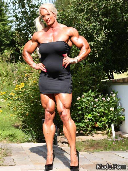 High heels lipstick british photo muscular bodybuilder lift dress AI porn - made.porn - Britain on pornintellect.com