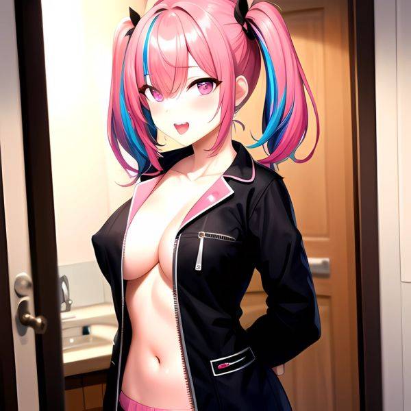 Han Juri 1girl Blush Breasts Breasts Apart Collarbone Hair Over One Eye Large Breasts Long Sleeves Multicolored Hair Navel Nippl, 3414602166 - AIHentai - aihentai.co on pornintellect.com