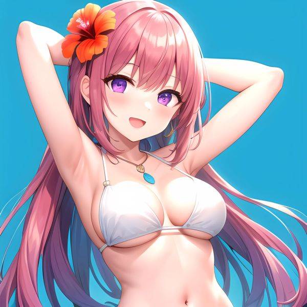 Yayoi Sakura 1girl Armpits Arms Behind Head Bikini Bracelet Breasts Cleavage Flower Hair Flower Hair Ornament Hibiscus Long Hair, 1246051698 - AIHentai - aihentai.co on pornintellect.com