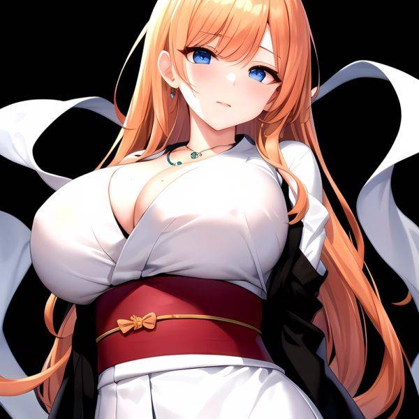 Matsumoto Rangiku 1girl Arms Behind Back Between Breasts Black Kimono Blue Eyes Breasts Center Opening Closed Mouth Huge Breasts, 78969097 - AIHentai - aihentai.co on pornintellect.com