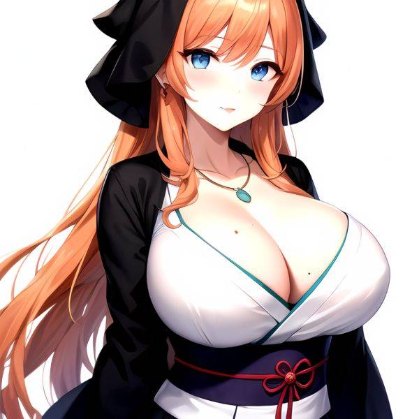 Matsumoto Rangiku 1girl Arms Behind Back Between Breasts Black Kimono Blue Eyes Breasts Center Opening Closed Mouth Huge Breasts, 4148172324 - AIHentai - aihentai.co on pornintellect.com
