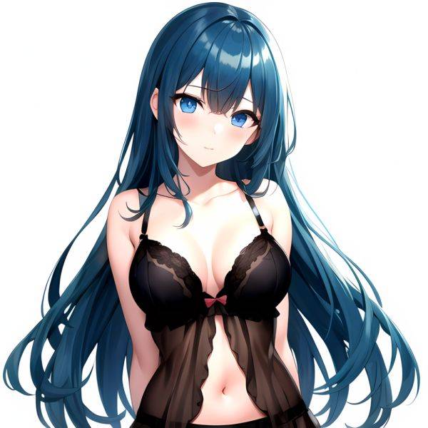 1girl Standing Lingerie Blue Eyes Arms Behind Back Simple Background Anime Girl Facing The Viewer Uwu, 369817285 - AIHentai - aihentai.co on pornintellect.com