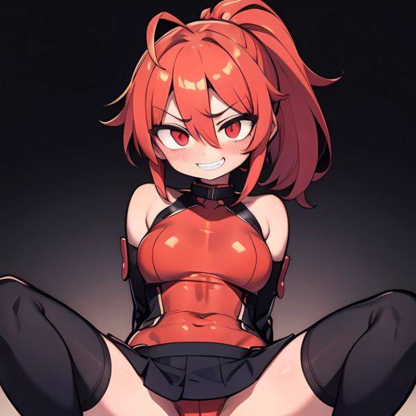 1girl Arms Behind Back Black Skirt Bodysuit Breasts Covered Navel Dark Skinned Female Dark Skin Detached Sleeves Feet Out Of, 3630158349 - AIHentai - aihentai.co on pornintellect.com