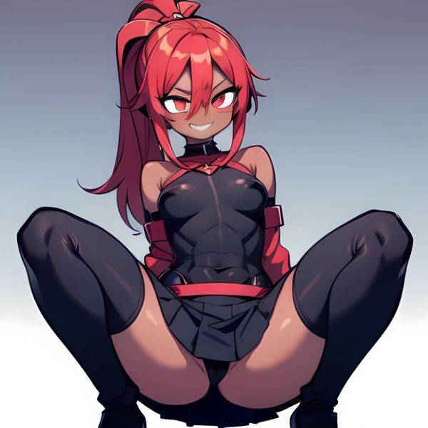 1girl Arms Behind Back Black Skirt Bodysuit Breasts Covered Navel Dark Skinned Female Dark Skin Detached Sleeves Feet Out Of, 2244090511 - AIHentai - aihentai.co on pornintellect.com