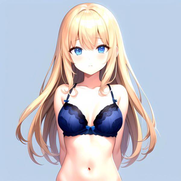 1girl Standing Lingerie Blue Eyes Arms Behind Back Simple Background Anime Girl Facing The Viewer Uwu, 4142188588 - AIHentai - aihentai.co on pornintellect.com