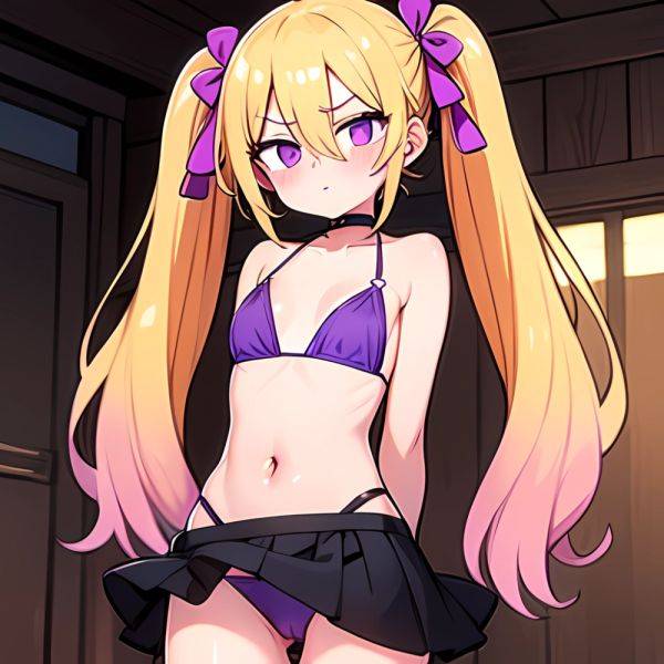 Ninomiya Asuka 1girl Arms Behind Back Bare Shoulders Bikini Bikini Skirt Blonde Hair Blush Braid Breasts Choker Collarbone Cover, 3846428889 - AIHentai - aihentai.co on pornintellect.com