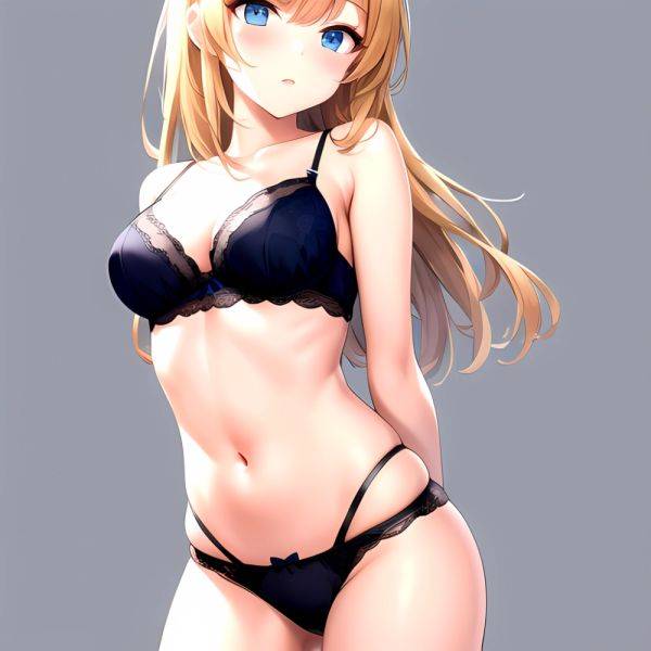 1girl Standing Lingerie Blue Eyes Arms Behind Back Simple Background Anime Girl Facing The Viewer, 2153414214 - AIHentai - aihentai.co on pornintellect.com