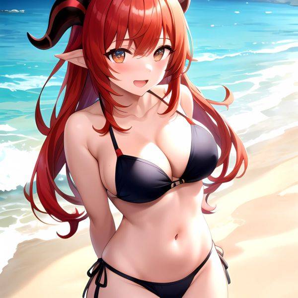 Nilou Genshin Impact 1girl Bare Shoulders Beach Bikini Blush Breasts Cleavage Collarbone Fake Horns Horns Large Breasts Long Hai, 3098718581 - AIHentai - aihentai.co on pornintellect.com