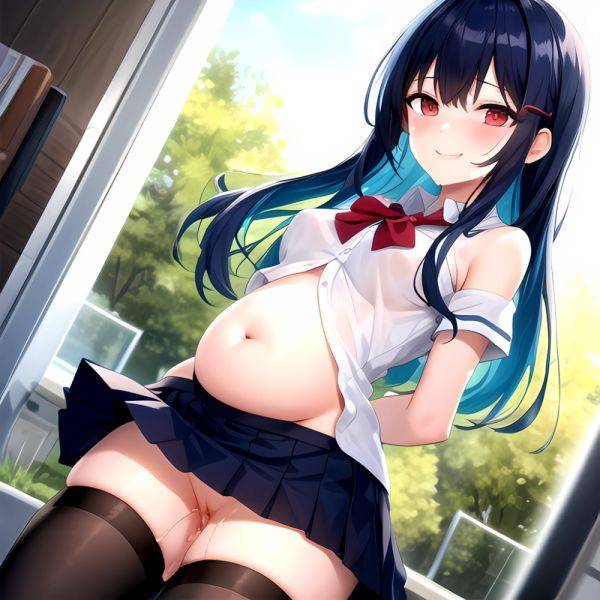 1girl Arms Behind Back Bare Shoulders Blue Hair Blush Breasts Breasts Out Highres Kamishiro Rio Long Hair Looking At Viewer, 392497027 - AIHentai - aihentai.co on pornintellect.com