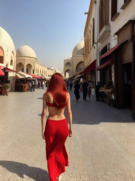 Naughty babe Redhead Panter flaunts her incredible ass on the streets - pornpics.com on pornintellect.com