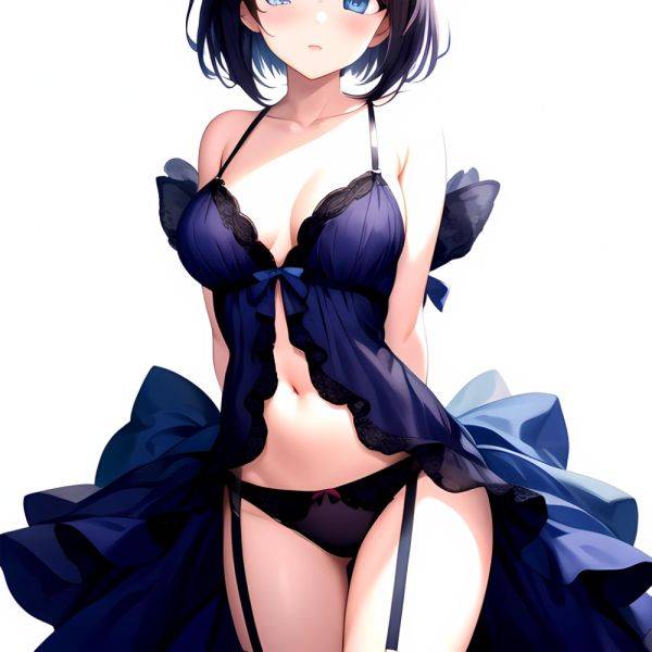 1girl Standing Lingerie Blue Eyes Arms Behind Back Simple Background Anime Girl Facing The Viewer Uwu, 1864879013 - AIHentai - aihentai.co on pornintellect.com