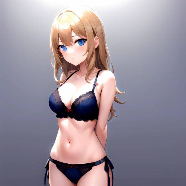 1girl Standing Lingerie Blue Eyes Arms Behind Back Simple Background Anime Girl Facing The Viewer Uwu, 761830028 - AIHentai - aihentai.co on pornintellect.com